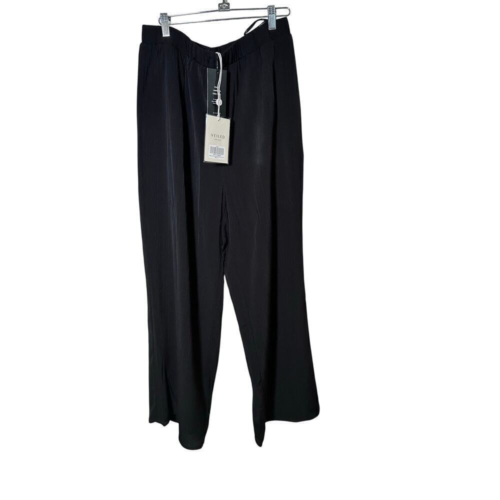 NWT Veiled Women's Black Nashwa Textured Rayon Wide Leg Pants Size XL